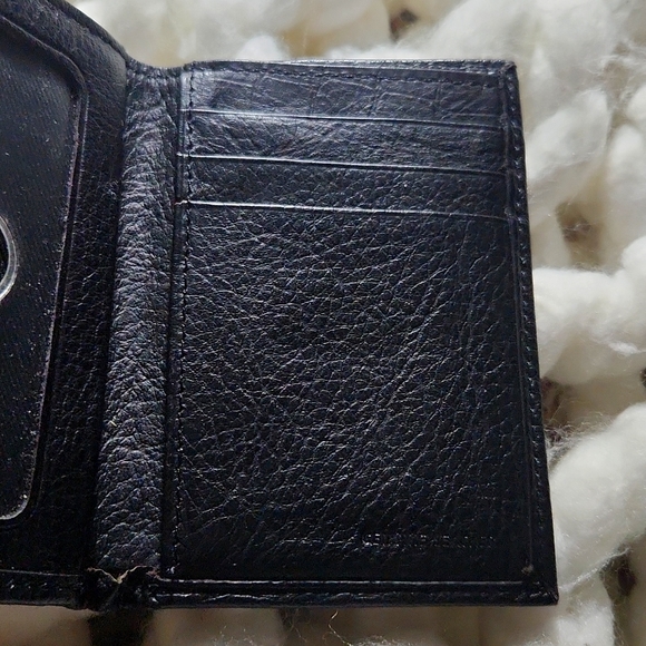 Leather (pebble grain) Tri-fold Wallet, Men, 9 Pocket, New - Picture 6 of 9